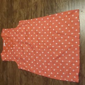 J. Jill Love Linen Coral Palm Tree Print Sleeveless Shift Dress XL